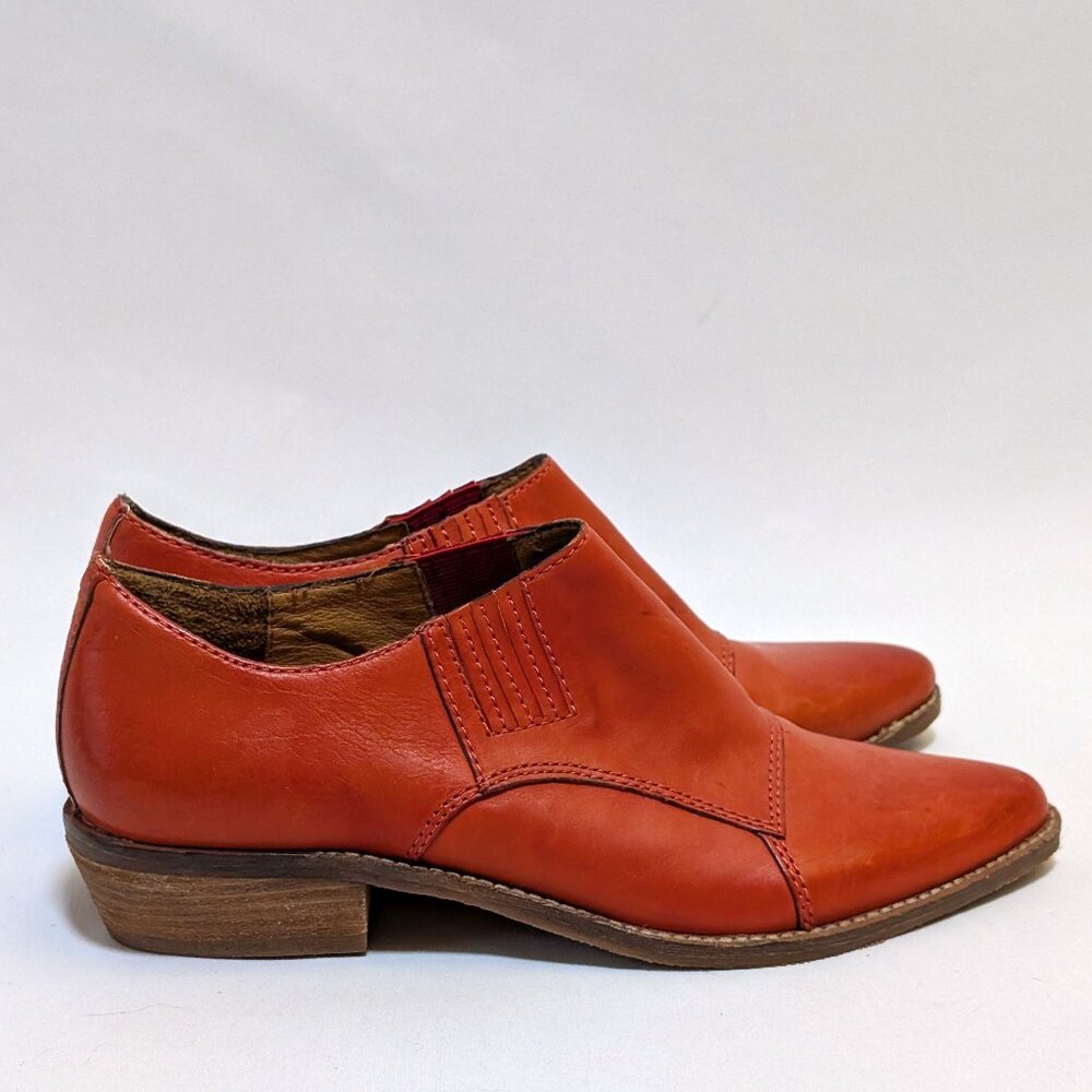 Nicole Western Stitches Burnt Orange Leather Ankle Pointed Bootie Women's 6.5 - Picture 4 of 8